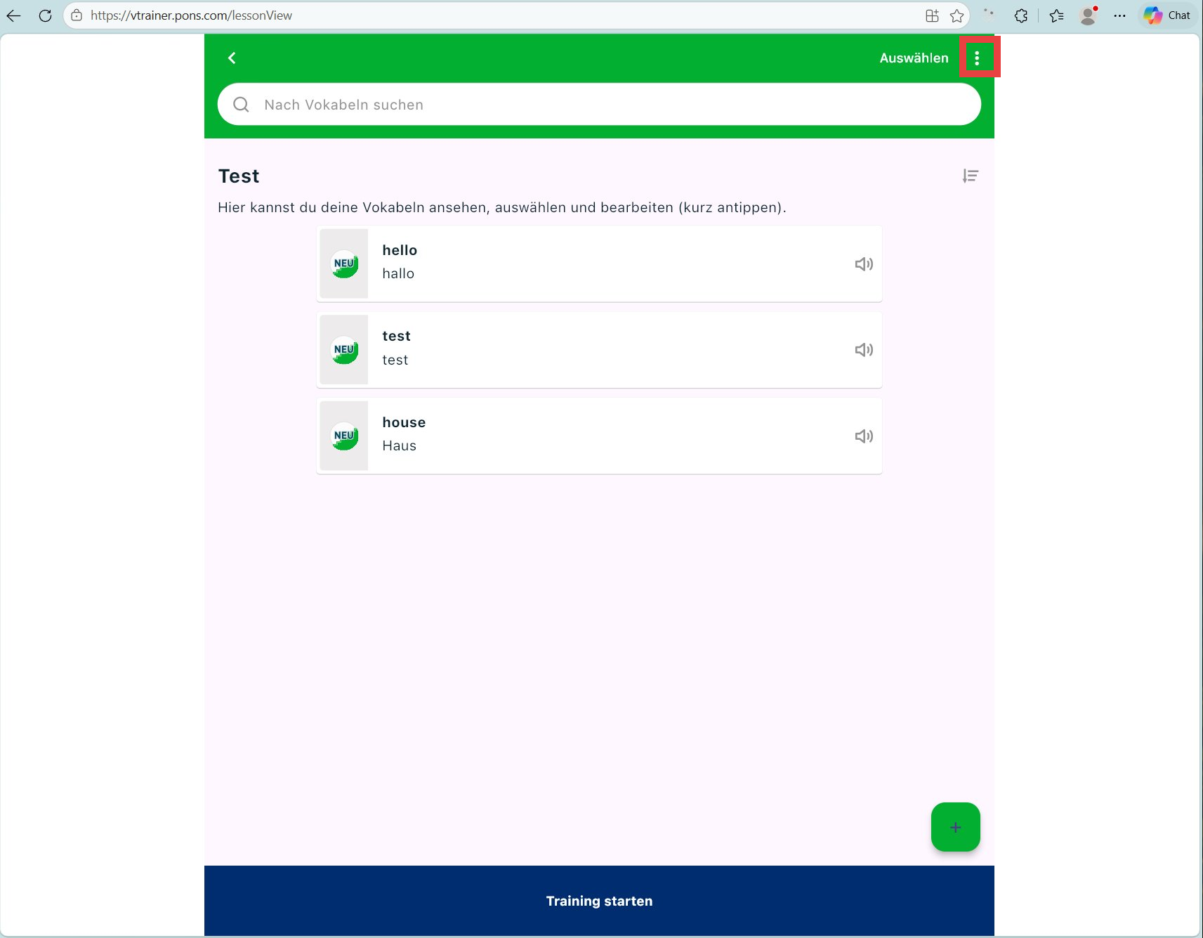 Open the lesson menu